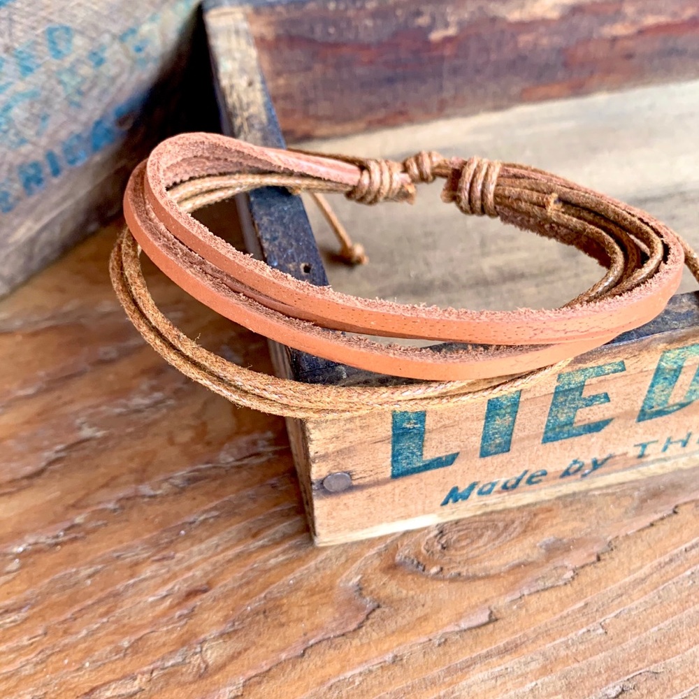 ✨RUSTIC LEATHER+ROPE MULTI STRAND BRACELET